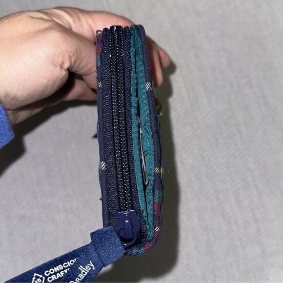 Vera Bradley Tartan Plaid Navy Green Red Turn Lock RFID Large Wallet - Picture 4 of 11